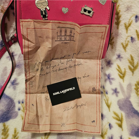 Women's Karl Lagerfeld & Choupette Pink Crossbody Bag - EUC - Picture 8 of 8